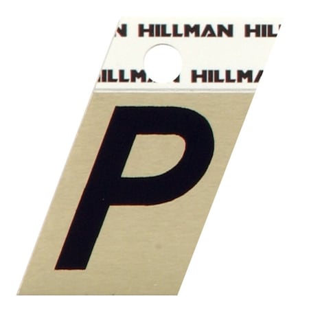 Hillman HILLMAN 1.5 in. Reflective Black Aluminum Self-Adhesive Letter P 1 pc, PK6 840524